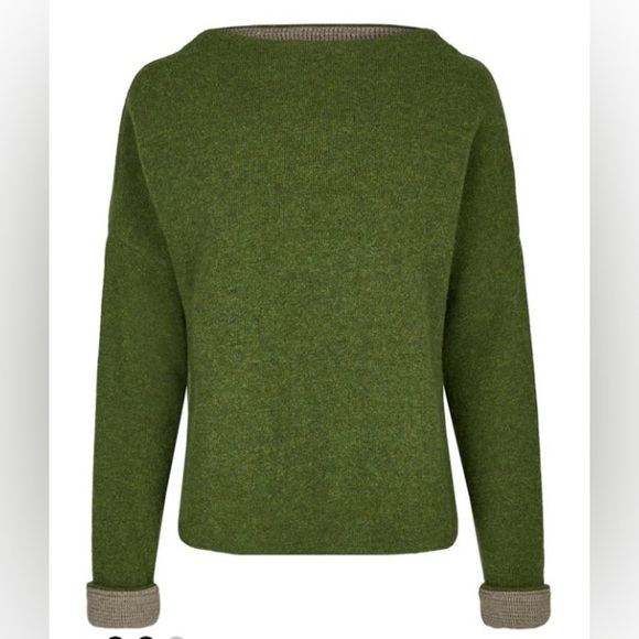 Women’s XL Stapf  Tirol Green Wool Boxy oversized Sweater. waffle knit interior - Picture 1 of 12